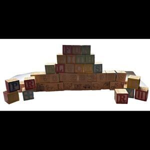 43 Wooden Blocks Letters Numbers Pictures colorful - baby - counting ABCs kids